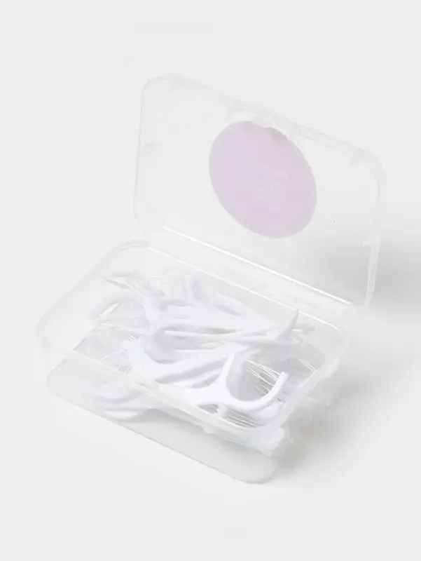 Флоссеры - зубочистки с зубной нитью Доляна, набор 50 шт., пластик, шелковина, белые