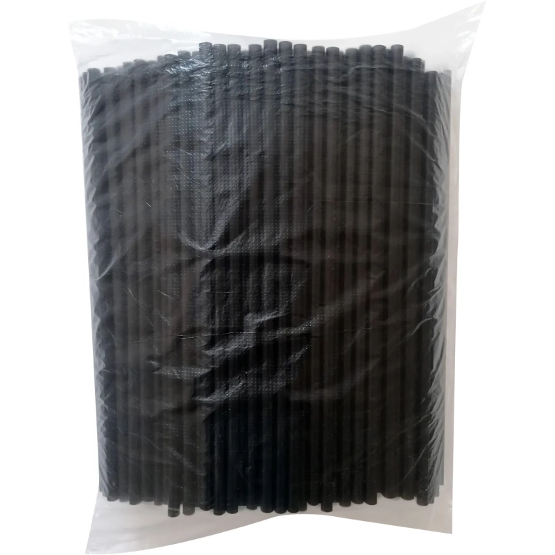 Трубочки для коктейлей 240 мм, d8 мм, черн. пласт. прямые 250 шт/уп