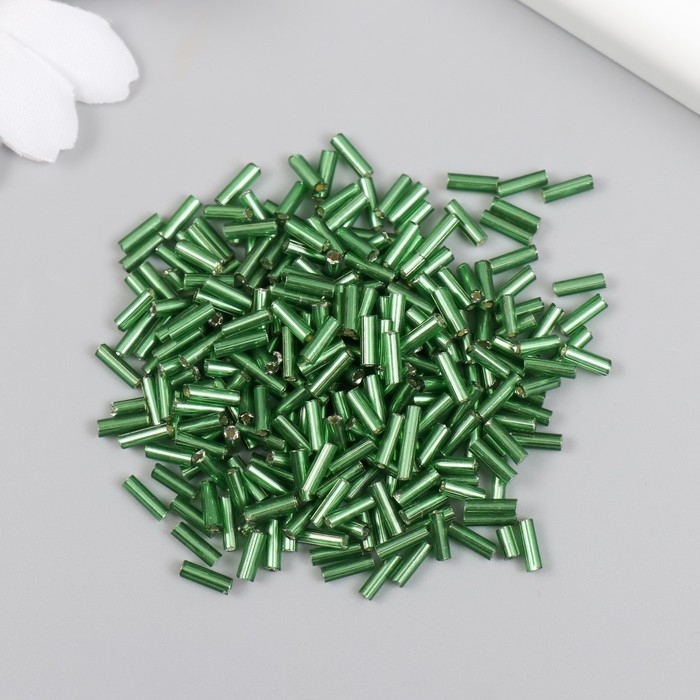 Стеклярус стекло 3”  Стеклярус стекло 3” "Ярко-зелёный" металлик набор 20 гр