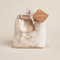 Мочалки для ванной SL Home &laquo;Ортика&raquo;, 3 мочалки, розочка, варежка, люффа, бежевые