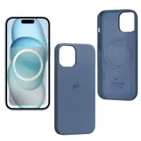 Чехол iPh 15 Plus Silicon Case 100% ORG (MagSafe + анимация NFC) c LOGO Winter Blue