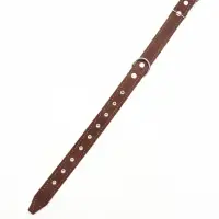 Ошейник комбинированный, безразмерный, 65&times;3.5 см, ОШ 31-61 см, кожа, брезент, коричневый