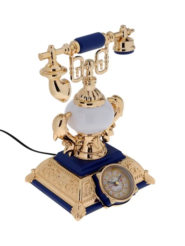 Часы-светильник &laquo;Ретро телефон&raquo;, синий, с будильником, 28.5&times;18&times;18 см