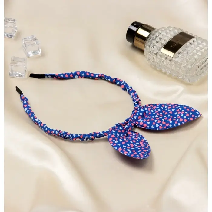 Ободок для волос «Веселые ушки», сердечки, синий Ободок для волос «Веселые ушки», сердечки, синий