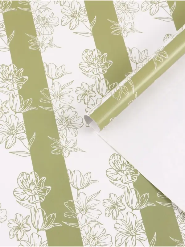 Бумага упаковочная глянцевая &laquo;Контурные цветы&raquo;, 50&times;70 см