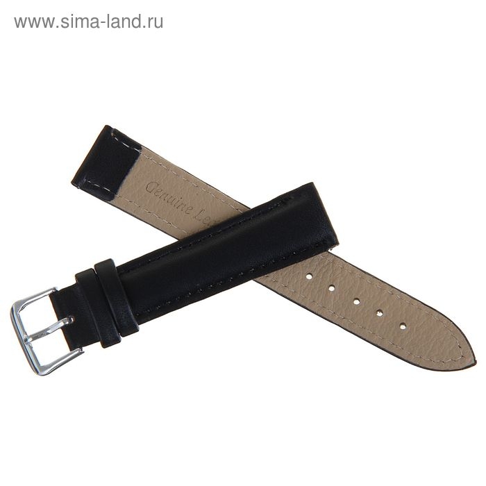 Ремешок для часов кожаный Ремешок для часов кожаный "Соломон", 18 мм, l-20 см, черный
