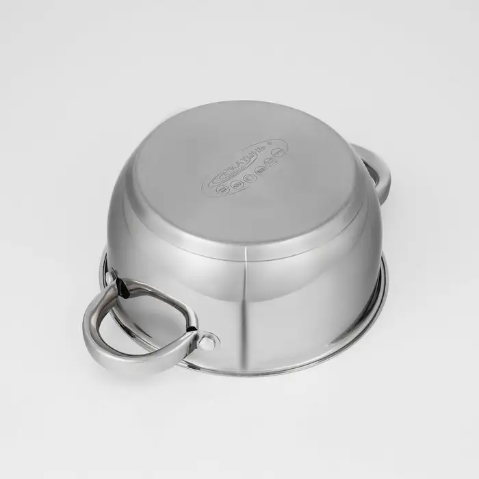 Кастрюля Катунь &laquo;Антея&raquo;, 2 л, d=18 см, с крышкой, капсульное дно, индукция, нержавеющая сталь, AISI - 201, хромированная