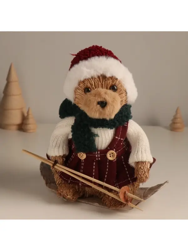 Фигурка новогодняя &laquo;Мишка в зимнем сарафане на лыжах&raquo;, 20&times;19&times;11.5 см