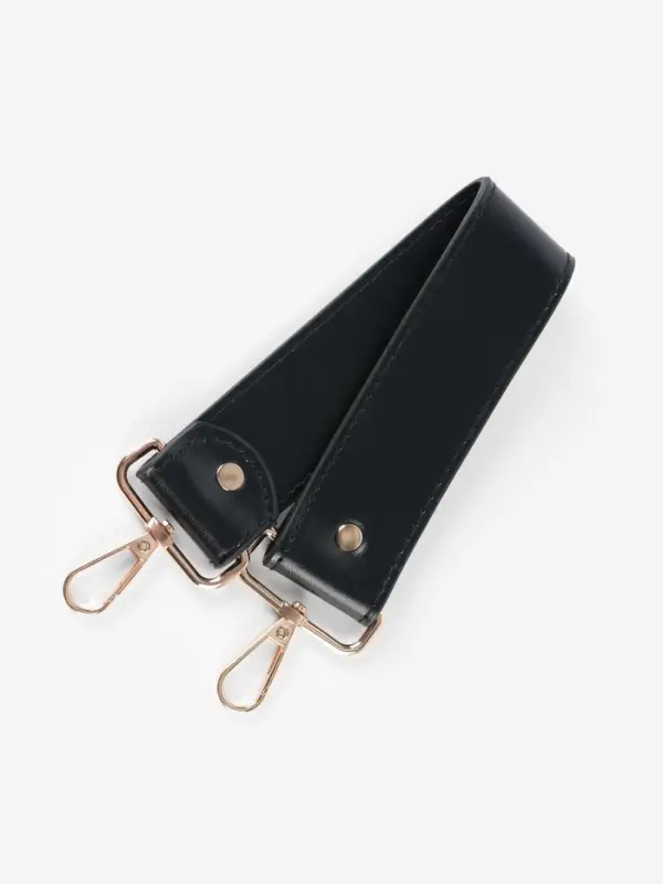 Ручка для сумки, с карабинами, 35&plusmn;1 см &times; 3.5 см, цвет чёрный, золотой