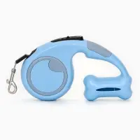 Рулетка - поводок "Косточка", с контейнером для пакетов, трос 3 м, голубая/серая Рулетка - поводок "Косточка", с контейнером для пакетов, трос 3 м, голубая/серая