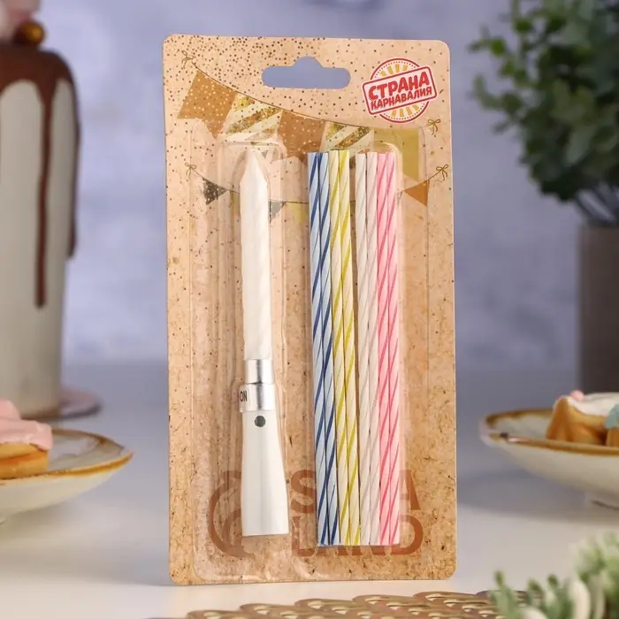 Свечи для торта, коктейльные 8 шт., 1 музыкальная Свечи для торта, коктейльные 8 шт., 1 музыкальная