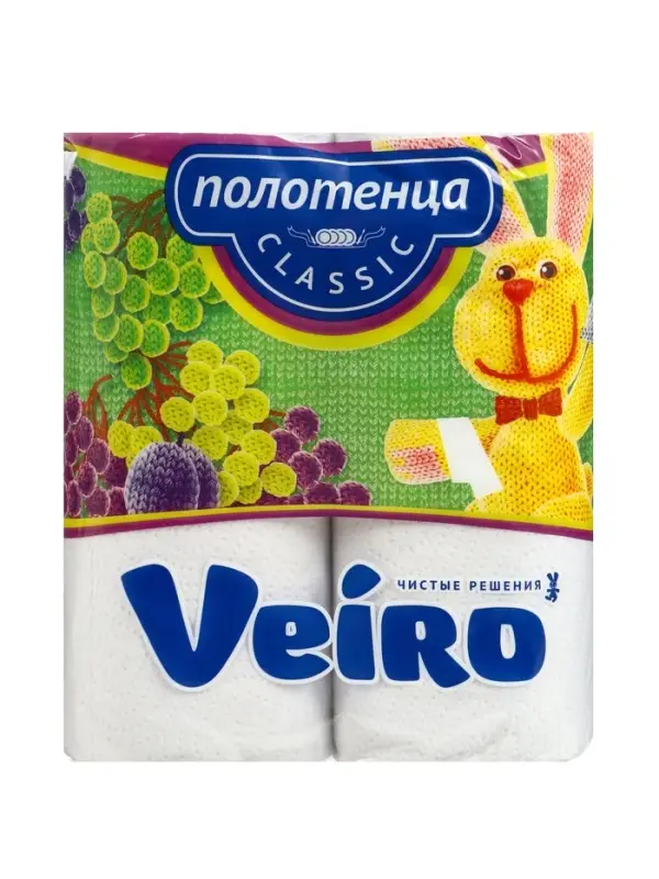 Полотенца бумажные Veiro Classic, белые, 2 слоя, 2 рулона