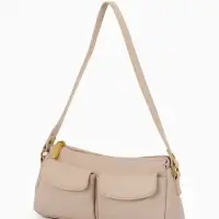 Сумка женская багет TEXTURA на молнии, 27&times;8&times;13 см, бежевая