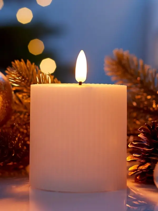 Светодиодная свеча восковая "Белая рифленая", 10x7 см, АААx3 (не в компл.), Т/БЕЛЫЙ