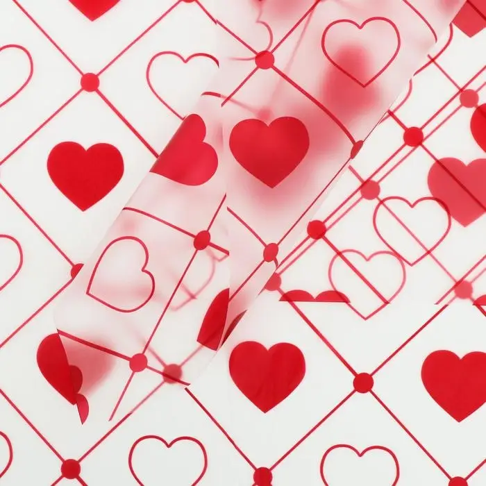 Пленка матовая Пленка матовая "Сердца", 58*58 см, красный