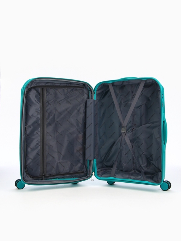 Чемодан 24 Чемодан 24", PP, 43*26*66, отд на молнии, код замок, 4 колеса, зеленый