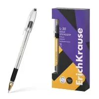 Ручка шариковая ErichKrause L-30 Gold Stick&Grip Classic, игольчатый узел 0.7 мм, чернила чёрные, резиновый держатель, супермягкое письмо