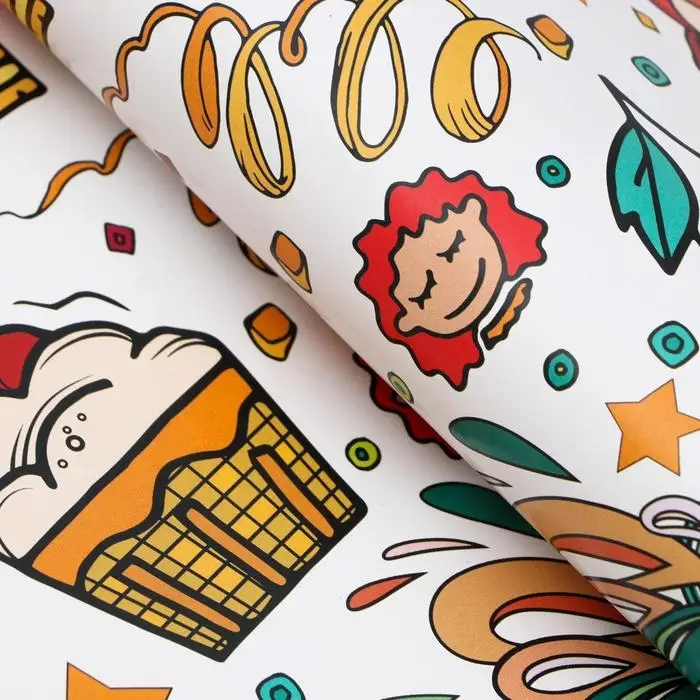 Бумага упаковочная глянцевая «Угощения», 70×100 см Бумага упаковочная глянцевая «Угощения», 70×100 см