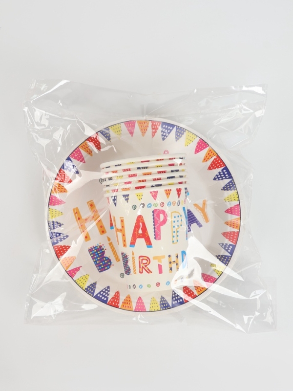 Набор бумажной посуды Набор бумажной посуды "С днём рождения", набор 12 шт.,
