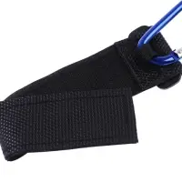 Крючок карабин для сумок на коляску, на липучке, синий