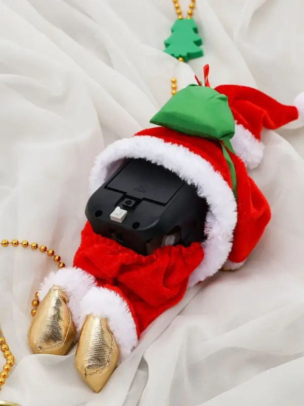 Дед Мороз "В шубке, на верёвочке" 25х13 см, 100 см, движение, музыка, красный