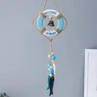 Сувенир интерьерный дерево "Спасательный круг с колоколом и рыбками" 2х10,8х35 см