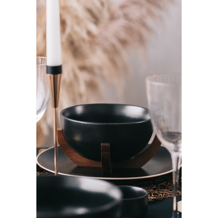 Миска фарфоровая на подставке из бамбука Magistro «Галактика», 1,2 л, 18×18×8,5 см, цвет чёрный Миска фарфоровая на подставке из бамбука Magistro «Галактика», 1,2 л, 18×18×8,5 см, цвет чёрный