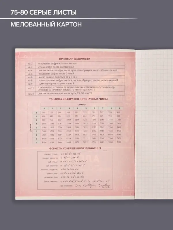 Предметная тетрадь по алгебре Calligrata &laquo;Металл&raquo;, 48 листов, в клетку, со справочным материалом, обложка из мелованного картона