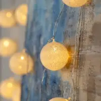 Гирлянда &laquo;Нить&raquo; 5 м с насадками &laquo;Клубки белоснежные&raquo;, IP20, прозрачная нить, 20 LED, свечение тёплое белое, 220 В