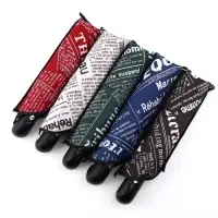 Зонт автоматический &laquo;Надписи&raquo;, эпонж, 3 сложения, 8 спиц, R=48/55 см, d=96 см, МИКС