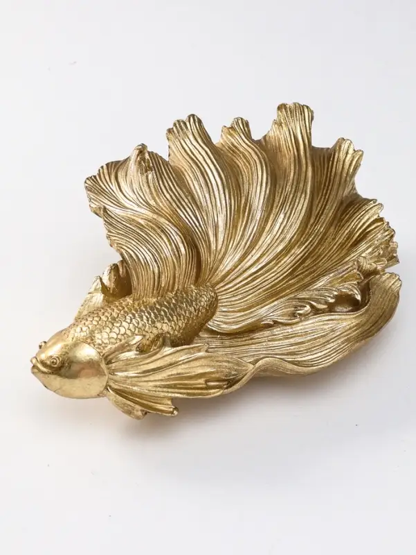 Панно интерьерное полистоун "Средняя золотая рыбка. Вуалехвост" 21,7х14,2х8 см