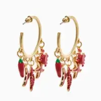 Серьги "Морской мир", микс подвесок, цвет красный в золоте