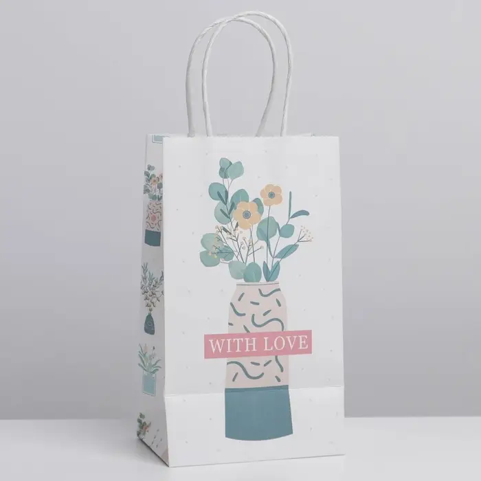 Пакет подарочный крафтовый, упаковка, «Ботаника», 12 х 21 х 9 см Пакет подарочный крафтовый, упаковка, «Ботаника», 12 х 21 х 9 см