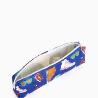 Косметичка-пенал на молнии, с рисунком, синяя