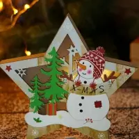 Светильник новогодний &laquo;Снеговик в лесу с подарками, в звезде&raquo; 16.5&times;16 см