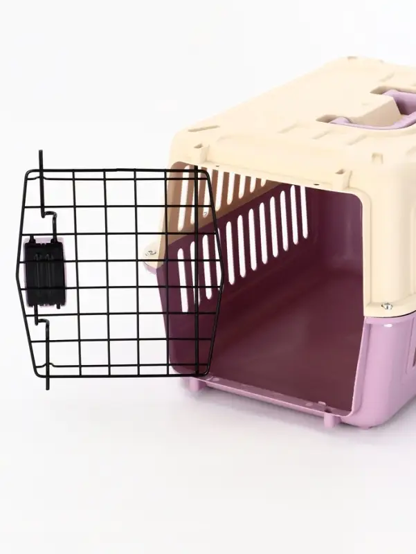 Переноска для животных, 44&times;31&times;27 см, пластик, бежевая, лавандовая