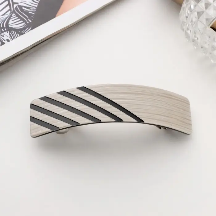 Заколка - автомат для волос QF &laquo;Чара&raquo;, полосы, 9 см, МИКС