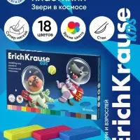 Пластилин 18 цветов, 324 г, ErichKrause &laquo;Kids Space Animals&raquo;, со стеком, в картонной упаковке