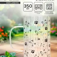 Кружка стеклянная &laquo;Кот&raquo;, 350 мл