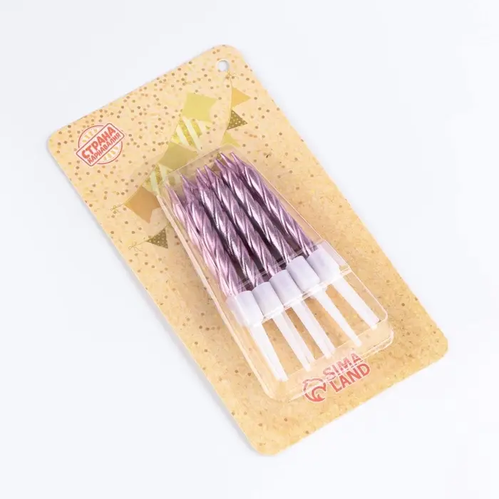 Свечи в торт «Спираль», 10 шт., средние, 5 см, розовый металлик Свечи в торт «Спираль», 10 шт., средние, 5 см, розовый металлик