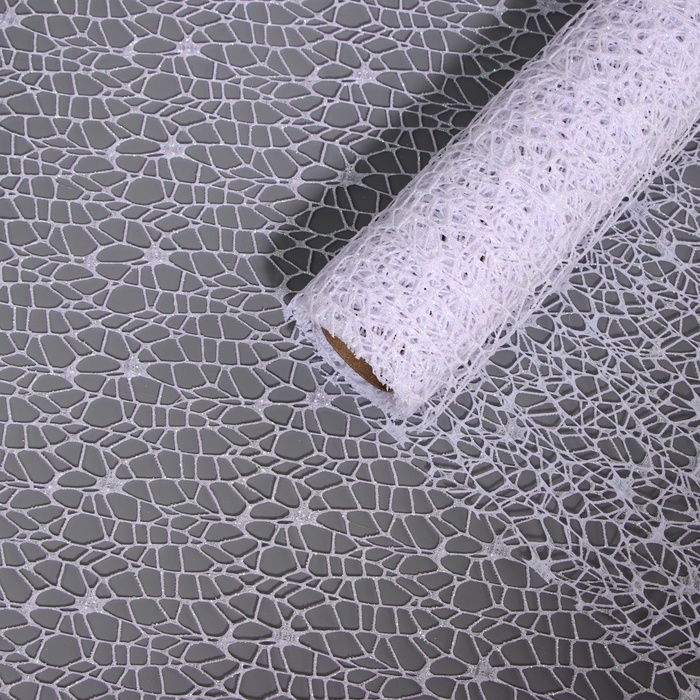 Упаковка для цветов  Упаковка для цветов "Паутинка с глиттером" белая 48 см х 4,5 м