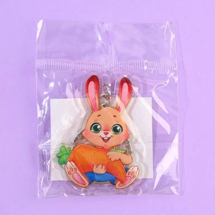 Брелок для ключей детский акриловый «Зайка», 3,5 х 10 см