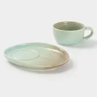 Чайная пара Magistro Sand Ripples, 2 предмета: чашка 300 мл, блюдце 19.8&times;15.8 см, фарфор, голубая
