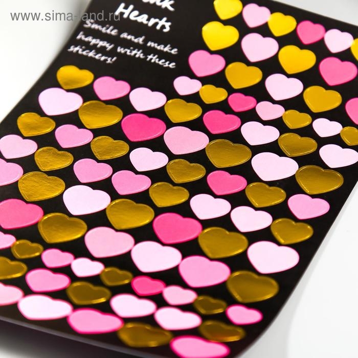 Наклейка пластик "Сердечки с золотом" МИКС 26,5х15 см