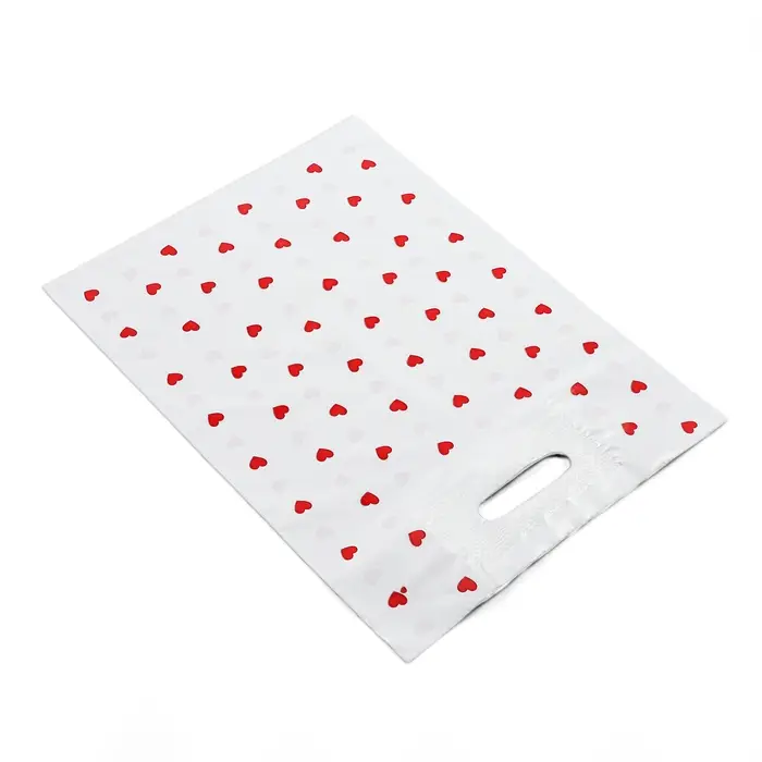 Пакет полиэтиленовый с вырубной усиленной ручкой, «Сердечки» 30×40 см, 50 мкм