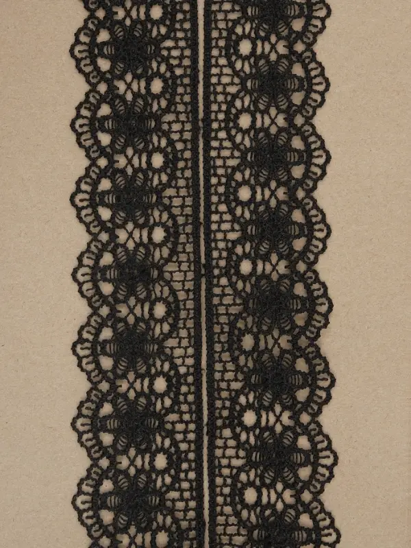 Кружево гипюровое, 45 мм &times; 6.8 &plusmn; 0.5 м, цвет чёрный