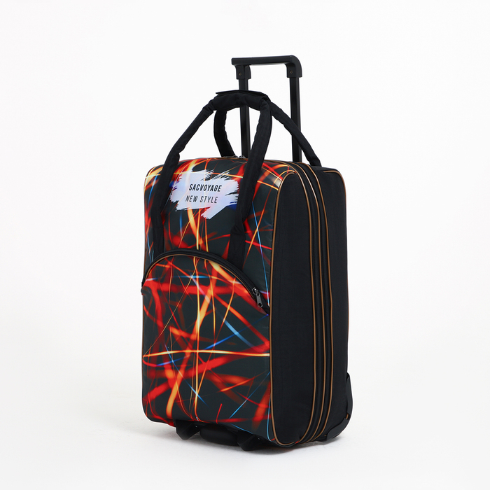 Чемодан малый 37 л (S) с сумкой, отдел на молнии, с расширением, цвет чёрный