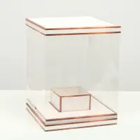 Коробка для цветов с вазой и PVC окнами складная, бронза, 23&times;30&times;23 см