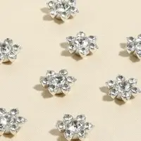 Кабошон со стразами, d=12.3 мм, 20 шт., цвет серебряный