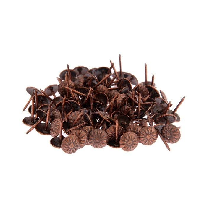 Гвозди ТУНДРА, декоративные, обивочные, фактурные, 11х16 мм, медь, 100 шт Гвозди ТУНДРА, декоративные, обивочные, фактурные, 11х16 мм, медь, 100 шт